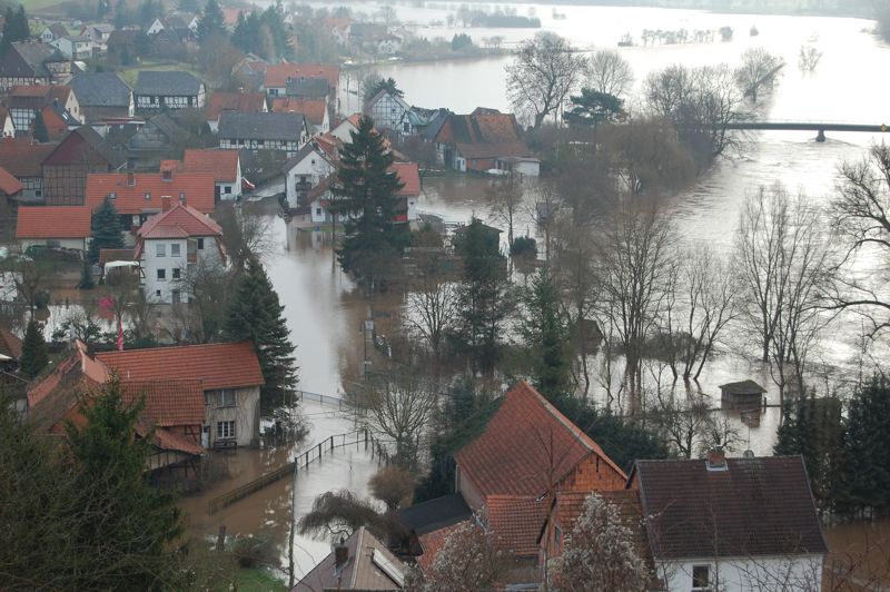 Hochwasser an der Werra in Werleshausen