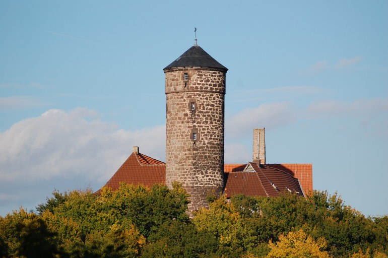 Turm der Jugendburg Ludwigstein vom Grubenberg